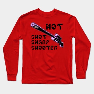 Hot Shot Sharp Shooter, v. Code Pink Blk Text Long Sleeve T-Shirt